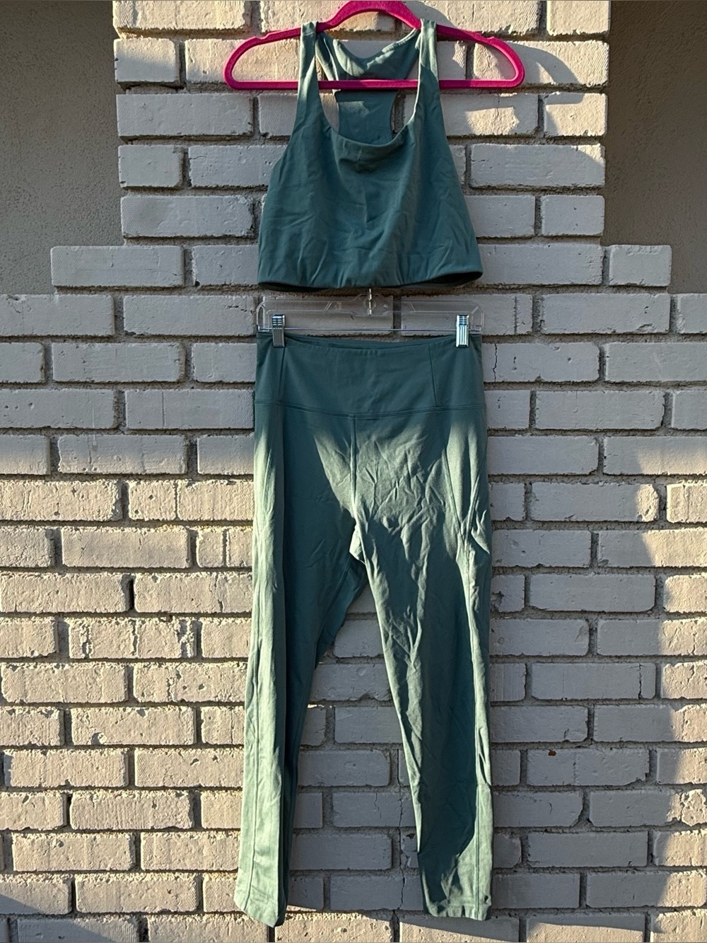 Girlfriend Collective Paloma Bra & Legging Set in Sage - Size Large